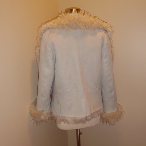 Tory‎ Burch Shearling Ivory White Lambskin Winter Runway Jacket Coat Jacket - Picture 7 of 16